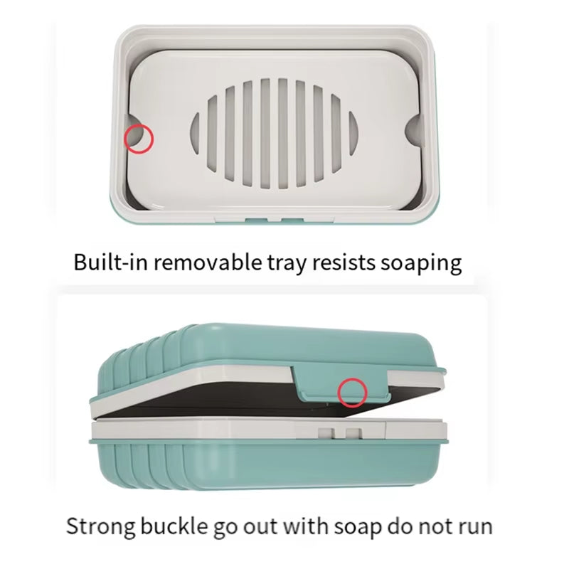 Compact & Durable Soap Case with Removable Drain Tray, Travel Soap Container 